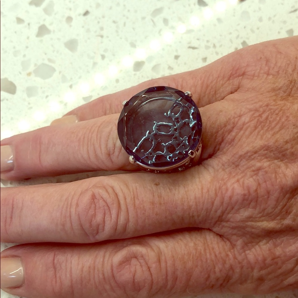 MacKech jewels Large silver and blue designer ring
